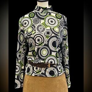 Mod 60s 70s Geometric Print Top excellent used condition fits Medium/Large